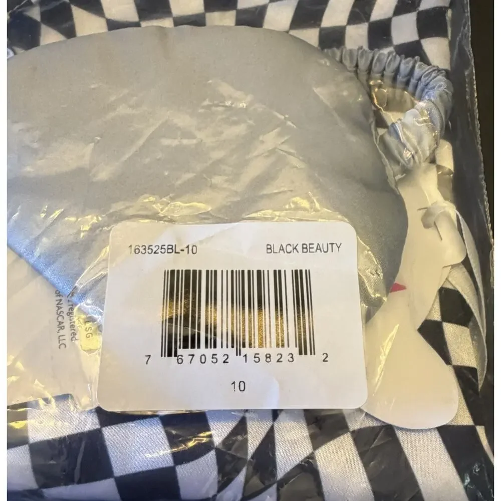 NWT NASCAR+Justice Girls M(10) Blk Pajama Lounge 3pc Shorts Shirt Mask Sleep Set